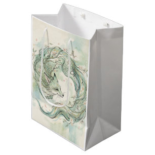 Sacola Para Presentes Média Arte em Aquarela do Dragão Raposa Místico (1)