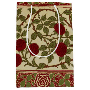 Sacola Para Presentes Média Arte Floral da Rosa Vermelha Rosamund Vintage de W