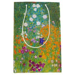 Sacola Para Presentes Média Arte Floral de Jardim de Campo de Gustav Klimt Vin