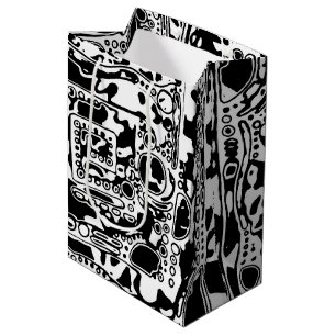 Sacola Para Presentes Média Arte Geométrica Preta E Branca 25