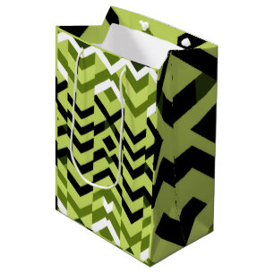 Sacola Para Presentes Média Arte Geométrico Branco Preto Wasabi Moderno e Afia