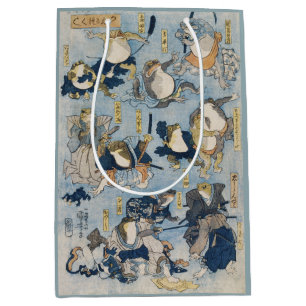 Sacola Para Presentes Média Arte Japonesa Antiga de Rãs Guerreiras Ukiyo-e