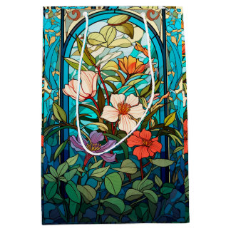 Sacola Para Presentes Média Arte Nouveau Arco Floral de Vidro Colorido Present