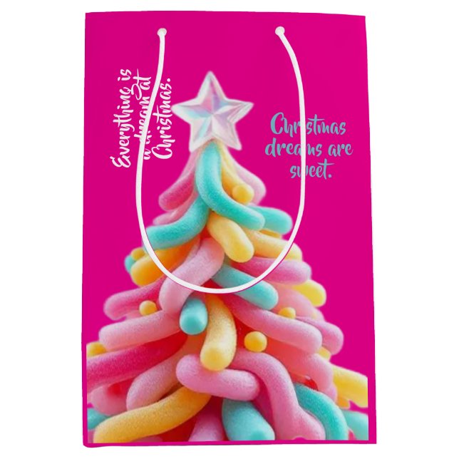 Sacola Para Presentes Média Árvore de Doces Caprichosa (Frente)