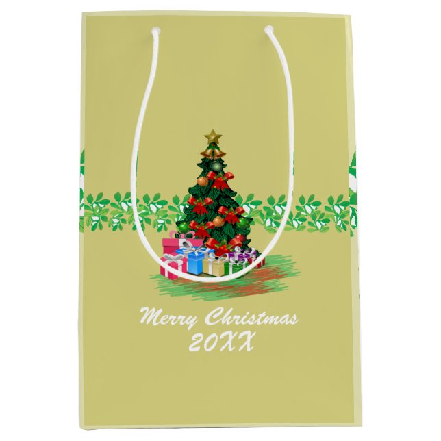 Sacola Para Presentes Média Árvore de Natal (Frente)