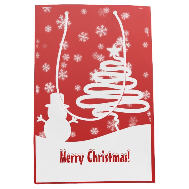 Sacola Para Presentes Média Árvore de Natal Branca e Neve (Frente)