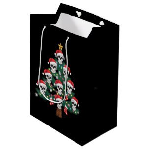 Sacola Para Presentes Média Árvore de Natal Caveira Pijama Esqueleto Legal Pap