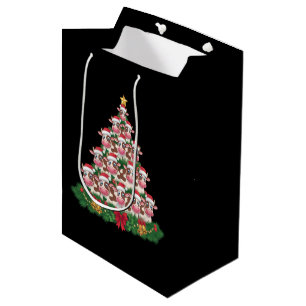 Sacola Para Presentes Média Árvore de Natal da Vaca Camisa Divertida Amante de