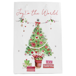 Sacola Para Presentes Média Árvore de Natal de Aquarela