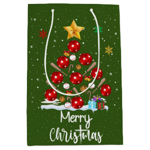 Sacola Para Presentes Média Árvore de Natal de Baseball
