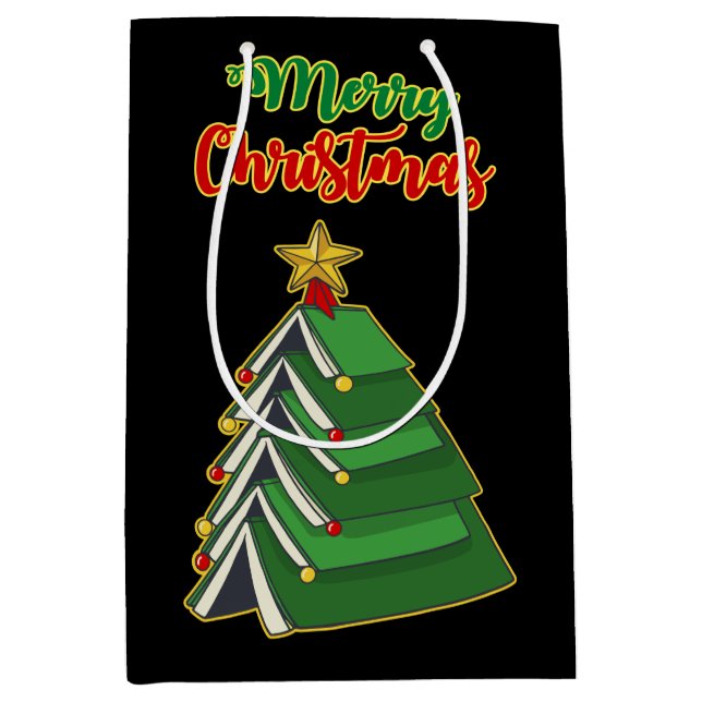 Sacola Para Presentes Média Árvore de Natal de Bookie IV (Frente)