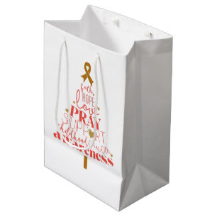 Sacola Para Presentes Média árvore de Natal de conscientização do cancer infan