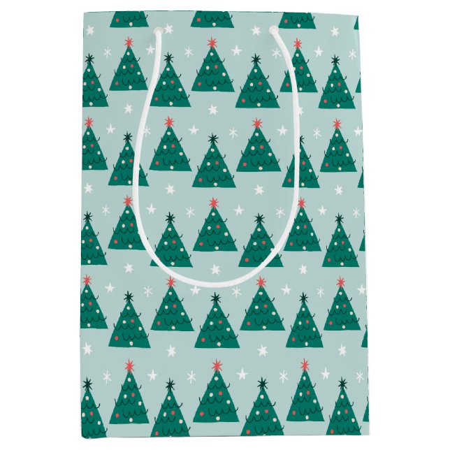 Sacola Para Presentes Média Árvore de Natal Dias Alegres de Natal (Frente)