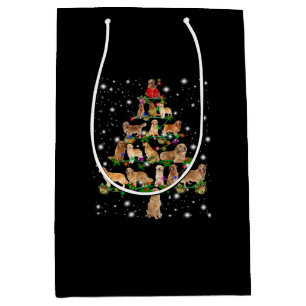 Sacola Para Presentes Média Árvore de Natal do Ouro Recuperado Coberta por Fl