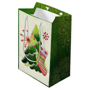 Sacola Para Presentes Média Árvore de Natal e Whimsey