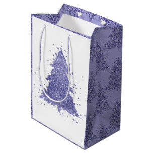 Sacola Para Presentes Média Árvore de Natal Elegante Lavanda charmosa Roxo