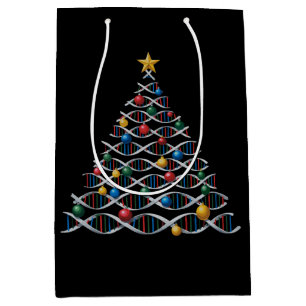Sacola Para Presentes Média Árvore de Natal Hélice de DNA Biologia Professor d