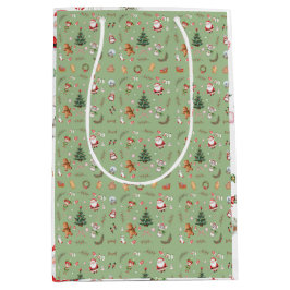 Sacola Para Presentes Média Árvore de Natal Papai Noel personagem fofo design