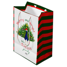Sacola Para Presentes Média Árvore de Natal Peacock Férias Vermelha e Verde 