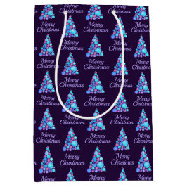 Sacola Para Presentes Média Árvore de Natal Roxo Moderna