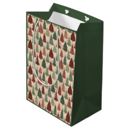 Sacola Para Presentes Média Árvore de Natal Rústica