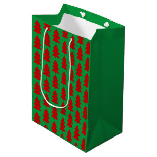 Sacola Para Presentes Média Árvore de Natal Vermelha Festiva