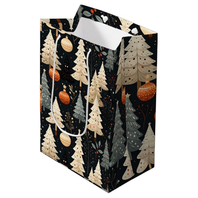 Sacola Para Presentes Média Árvore de Noir Noël (Frente inclinada)
