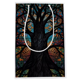 Sacola Para Presentes Média Árvore de Vidro Arte Mosaica Contida