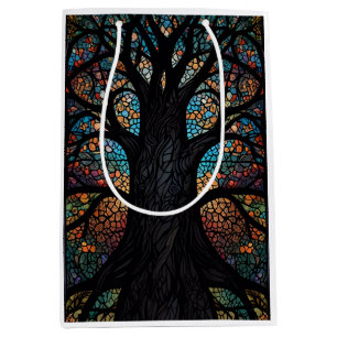 Sacola Para Presentes Média Árvore de Vidro Arte Mosaica Contida