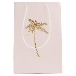 Sacola Para Presentes Média Árvore Tropical de Palma Dourada