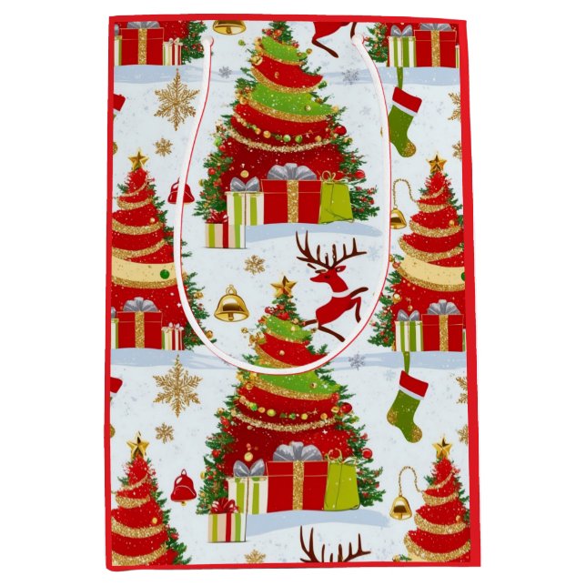 Sacola Para Presentes Média Árvores de Natal (Frente)