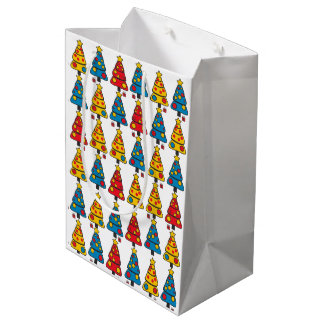 Sacola Para Presentes Média Árvores de Natal Caprichosas