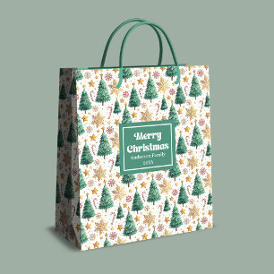 Sacola Para Presentes Média Árvores de Natal elegantes saco de presentes tons
