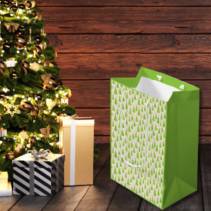 Sacola Para Presentes Média Árvores de Natal Rosa-Rosa-Verde limão Moderna - A