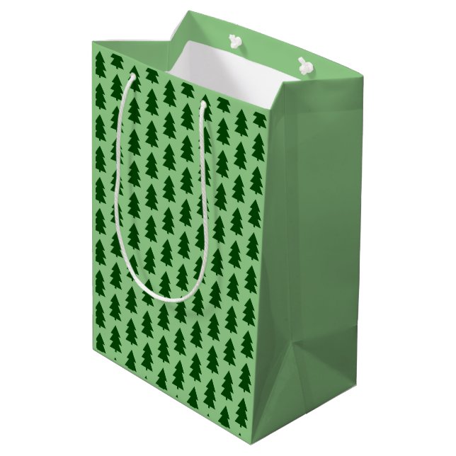 Sacola Para Presentes Média Árvores de Natal verdes (Verso inclinado)
