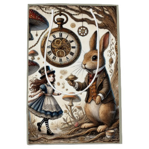 Sacola Para Presentes Média as aventuras de alice no país das maravilhas coelh