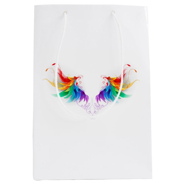 Sacola Para Presentes Média Asas Fluffy Rainbow (Frente)