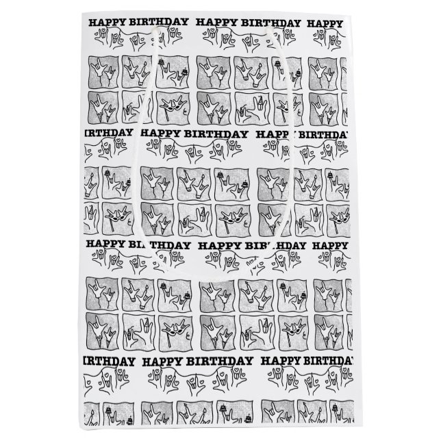 Sacola Para Presentes Média ASL ILY Obsession - Happy Birthday!  (Frente)