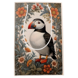 Sacola Para Presentes Média Atlantic Puffin William Morris Inspirou Floral