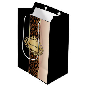 Sacola Para Presentes Média Aumentou e o teste padrão do leopardo do preto