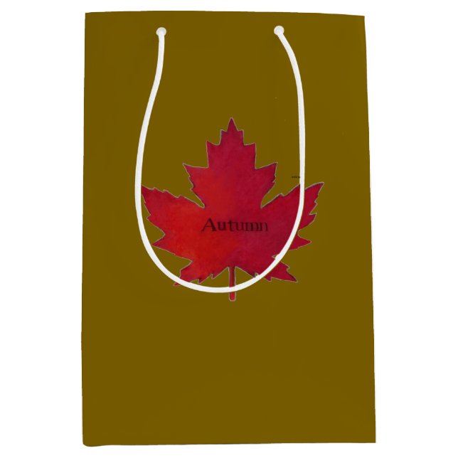 Sacola Para Presentes Média Autumn Canada Maple Leaf Gift Bag (Frente)