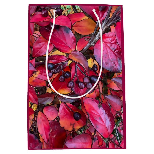 Sacola Para Presentes Média Autumn Chokecherries - Saco de Presente Médio (Frente)