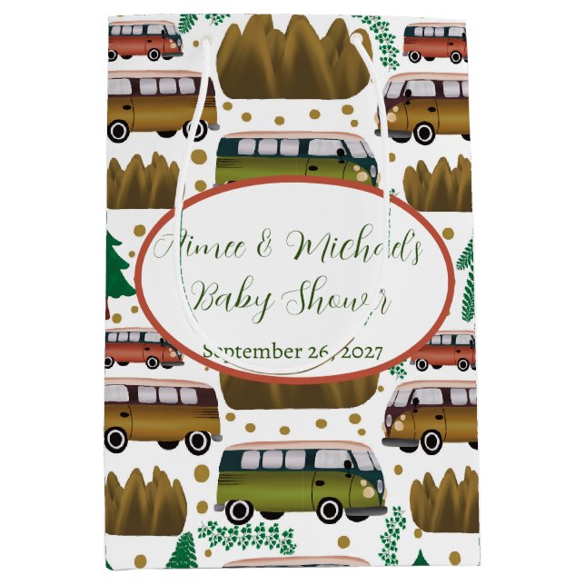 Sacola Para Presentes Média Aventura aguarda: Chá de fraldas neutro em relação (Frente)