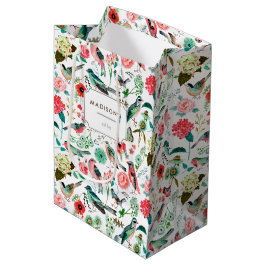 Sacola Para Presentes Média Aves e Flores | Saco para presentes