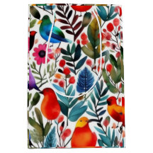 Aves florais coloridas