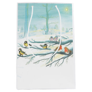 Sacola Para Presentes Média Aves florestais no inverno