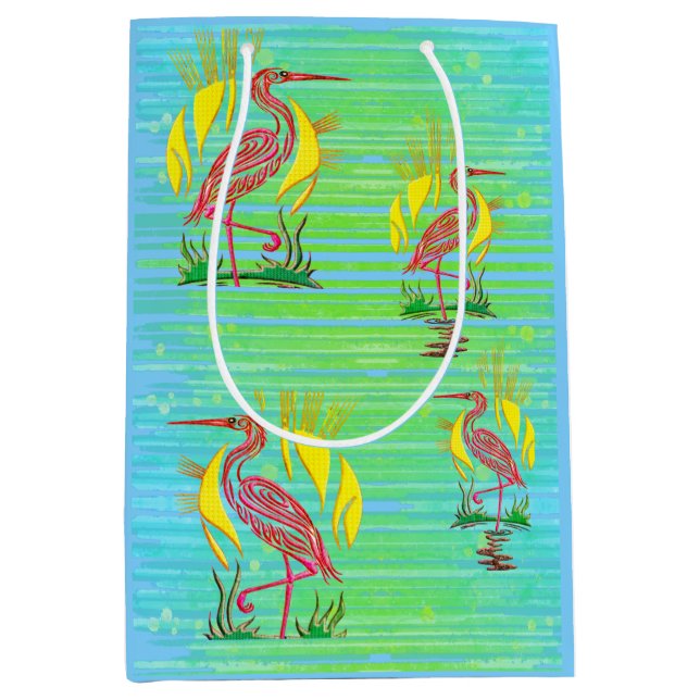 Sacola Para Presentes Média Aves Tropicais (Frente)
