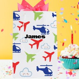 Sacola Para Presentes Média Aviador de Cores e Nuvens Cólitos Personalizado