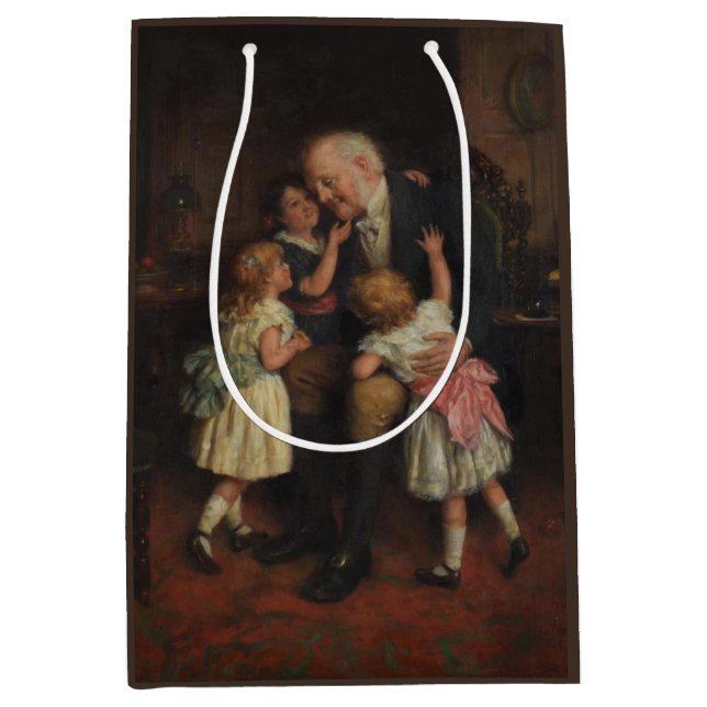 Sacola Para Presentes Média Avô e netas (por Joseph Clark) (Frente)