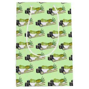 Sacola Para Presentes Média Avocado Rolls Wasabi Sushi Janto de Comida japonês